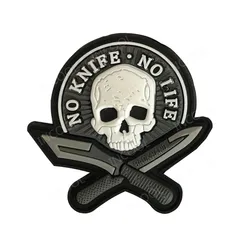 No Knife No Life 3D PVC Skull Rubber Patches Decorative Patches Combat For Cap Backpack Clothes