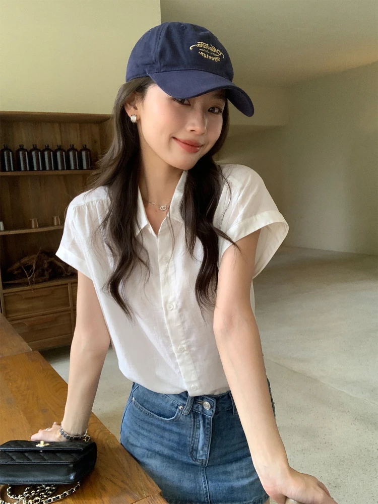

Pusumede Lenzing Linen Short Sleeve Shirt Women's Loose Feeling Flying Sleeve Top Commute Style Breathable Skin-Friendly
