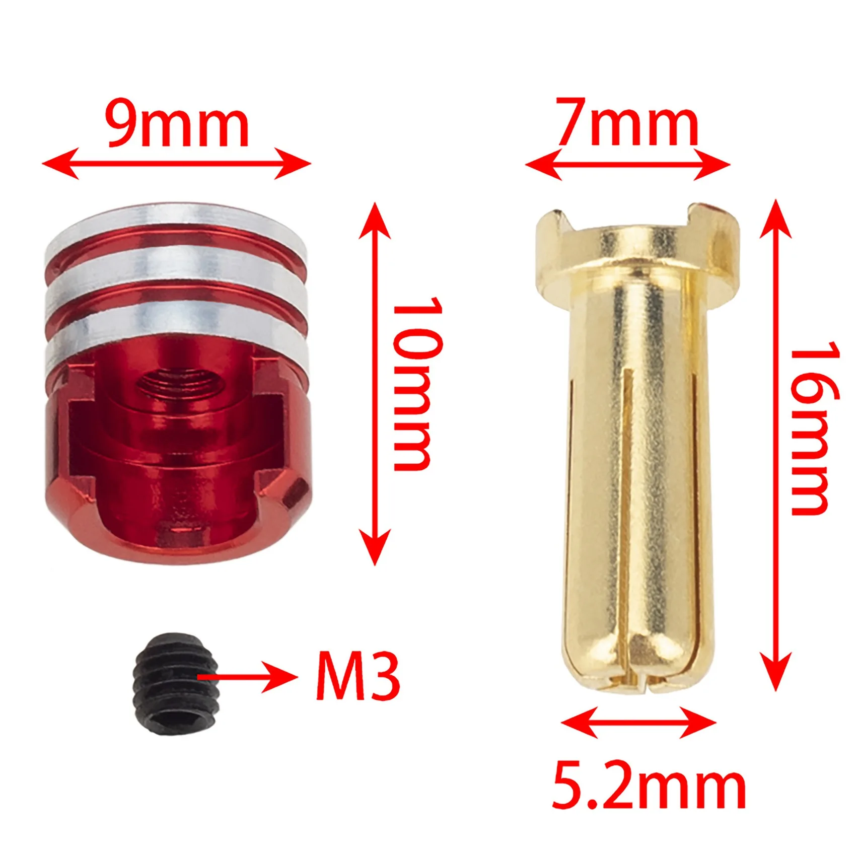 4 Stück Batterie Kühlkörper Stecker & Griffe Kit 5,0mm für 1/10 Offroad LKW RC Auto Zubehör Upgrade Teil