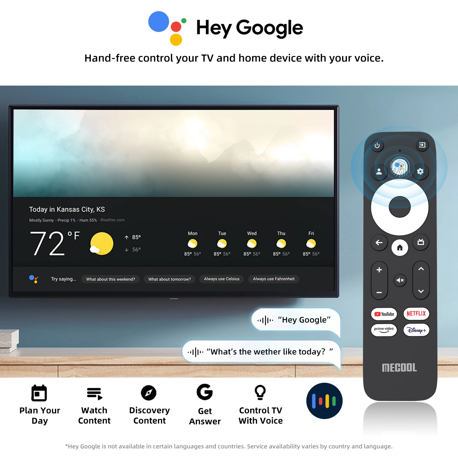 MECOOL KM7 Plus TV Box Android 11, 4K HDR, 2GB/16GB, WiFi 5.0, BT 5.0, Supporto Netflix E Google Assistant