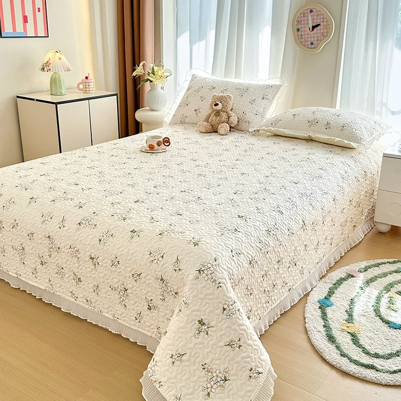Skin-friendly Breathble Summer Bedspread Touch Soft Quilted Bedspreads Thickened Durable Coverlets 2 in 1 Use As Sheet or Quilt