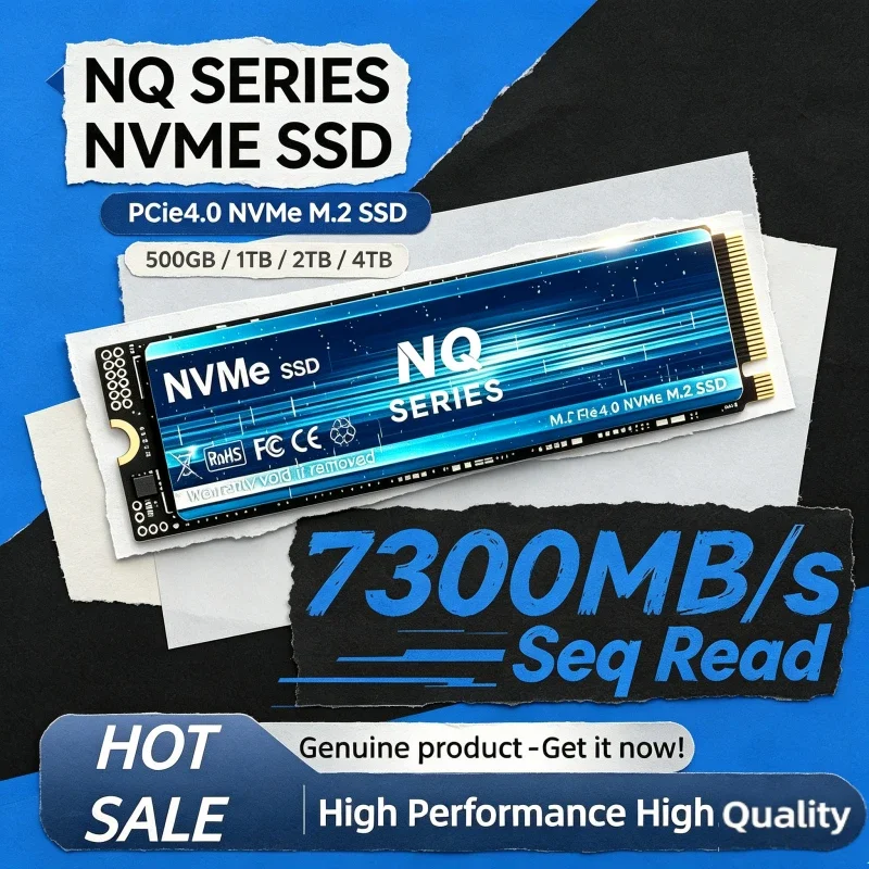 NQ SERIES NVME SSD 2TB/4TB NVMe PCIe 4.0 M.2 2280 SSD, 7300MB/s Seq Read Internal Storage Drive for PC, Laptop and PS5 Consoles.