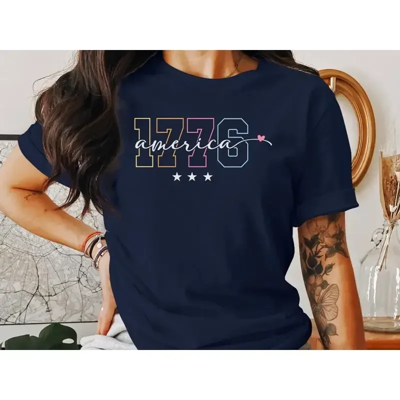 1776 Amerika-T-Shirt, patriotisches T-Shirt zum 4. Juli, Top, USA, Unabhängigkeitstag, Vintage-Stil, amerikanischer Stolz, Sommerfeier