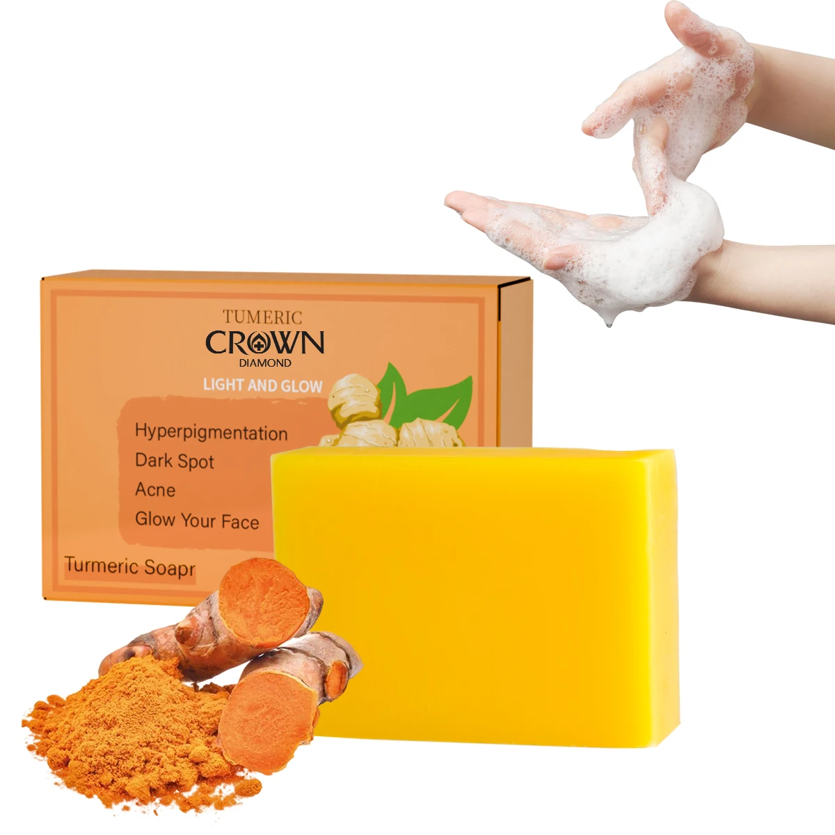 Turmeric Kojic Acid Soap Cleaning Dark Spot Corrector Fade Acne Brightening Your Skin Bath Soap Body Face Washing Product