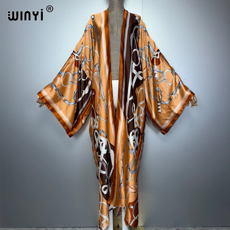 Winyi 2026 boho quimono maxi beach wear cobrir vestido de festa de férias abaya dubai luxo mulher muçulmana moda frente aberta kaftan