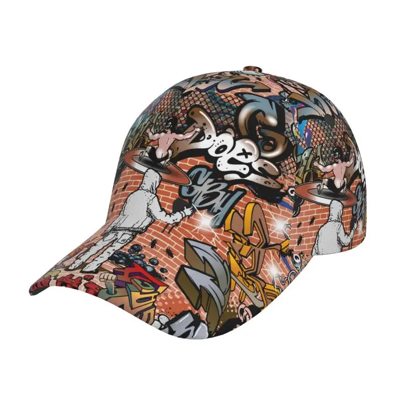 Custom Hip Hop Graffiti Style Art Print Baseball Cap Unisex Adjustable Baseball Cap Graffiti Doodle Sport Sun Caps for Men Women