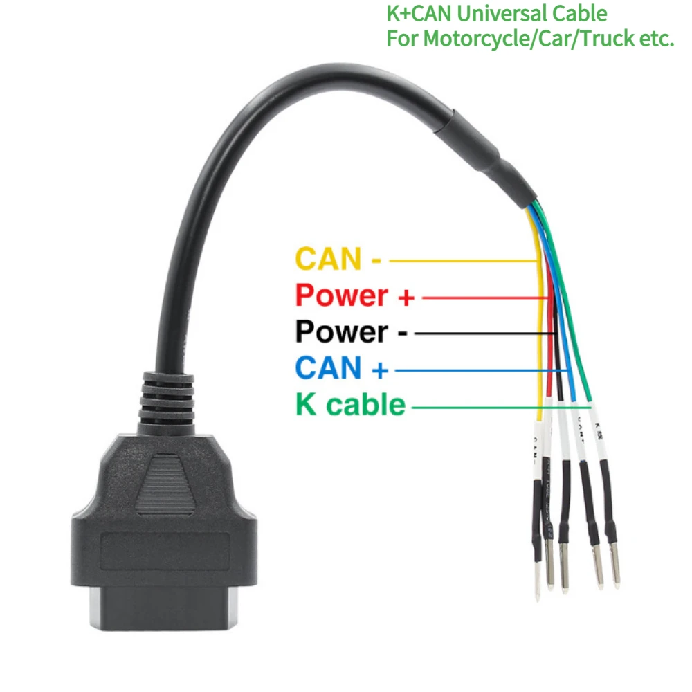 Câble de connecteur de détecteur de défaut de moteur pour voiture et moto, OBD femelle, 16 broches, ligne de canette, testeur de cavalier, OBD2,