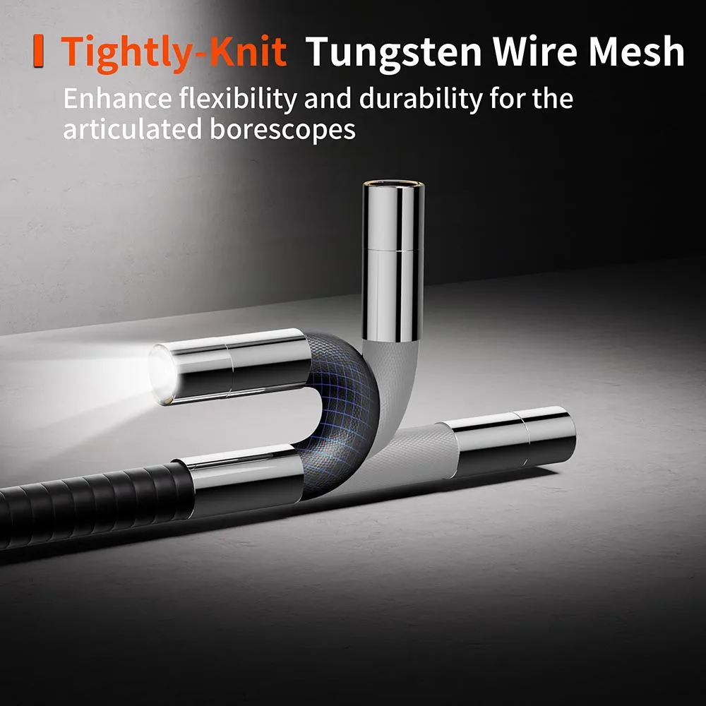 Two-Way Articulating Borescope 6mm Lens Endoscope Camera With Lights 4.3 Inch Industrial Inspection Snake Camera PQ321