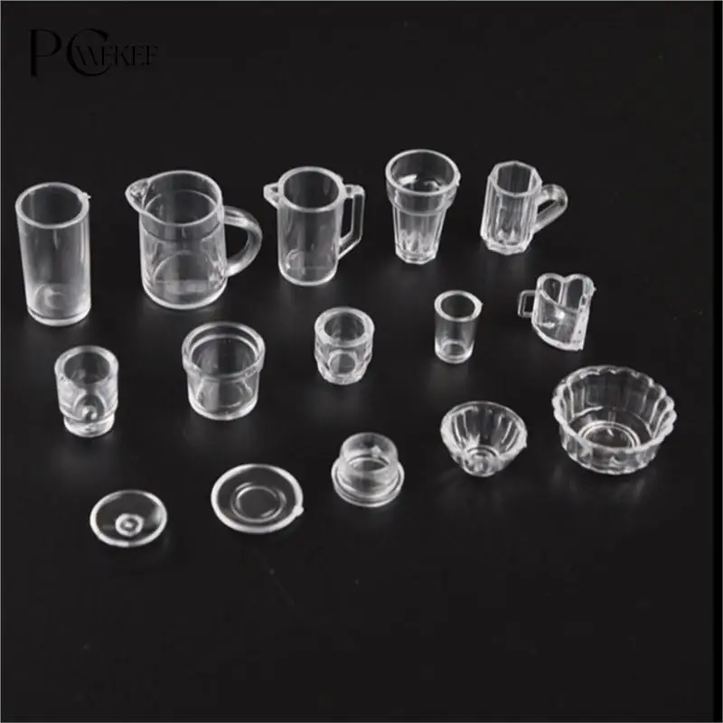 15/17PCS/set Plate Cup Dish Bowl Tableware Set Dollhouse Miniature Toy Doll Food Kitchen Living Room Accessories 1:12 Scale