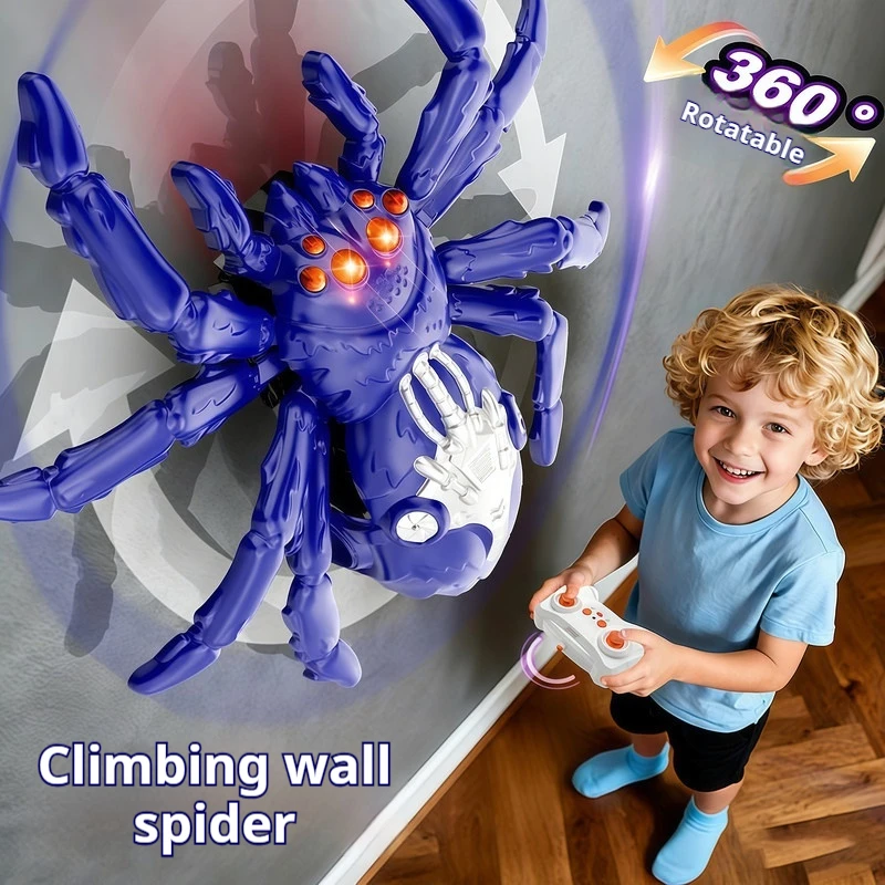 Generic Remote Control Wall Climbing Spider Toy 360 Rotation Simulation Electronic Animal Prank Game Indoor Party Entertainment