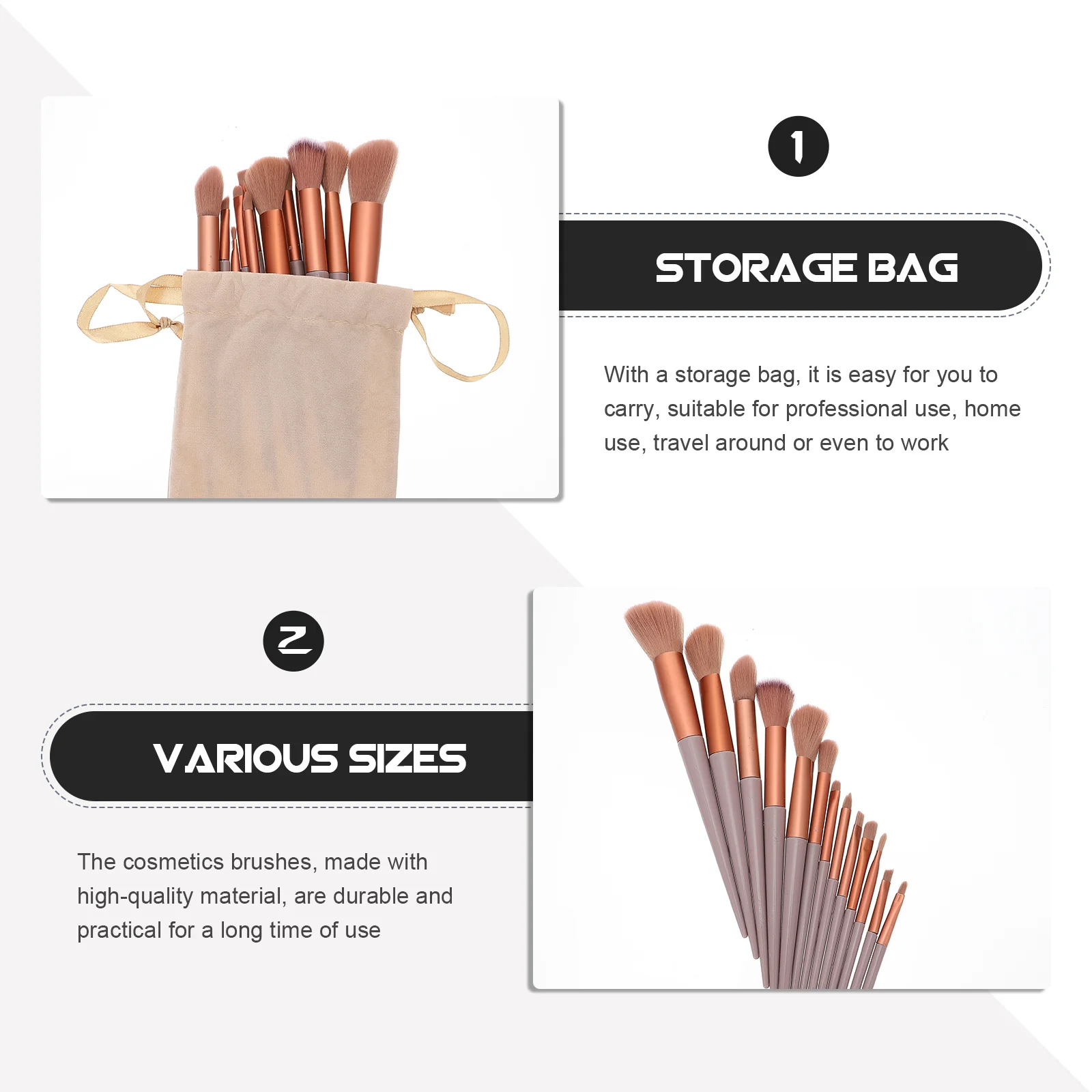 مجموعة واحدة من فرش المكياج لظلال العيون وأحمر الخدود وبودرة فضفاضة من الألياف الاصطناعية الاحترافية المحمولة بمقبض طويل أدوات تجميل الوجه للنساء #4