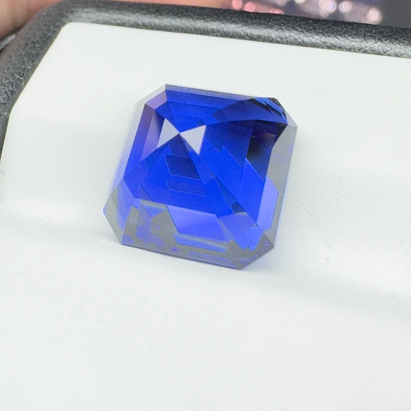 Lab Grown Sapphire Royal Blue Asscher Cut 12x12mm 12.7ct  VVS1 Gemstone for Diy Jewelry Making with AGL Certificate