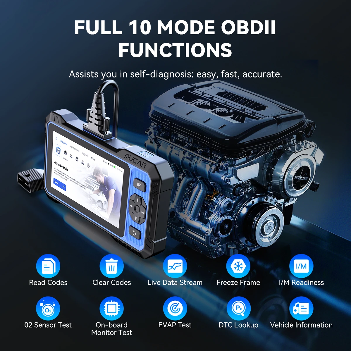 MUCAR 632 Bidirectional Automotive Tools Life Free Update Obd2 Scanner CANFD 15 Reset 4 System Diagnostic Auto OBD Scanners