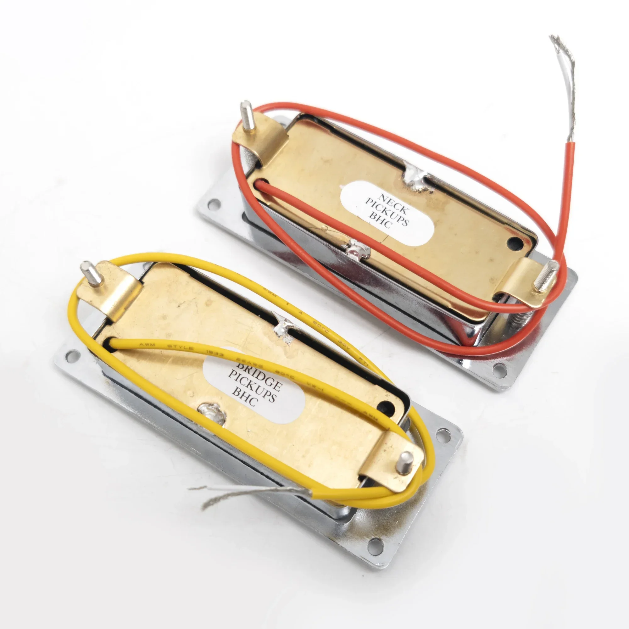 Discount Hot Sale-Mini Humbucker Pickup 68x29mm with Brass Cover 2-Conductor Cable Coil Splitting 9K Ohm with Frame