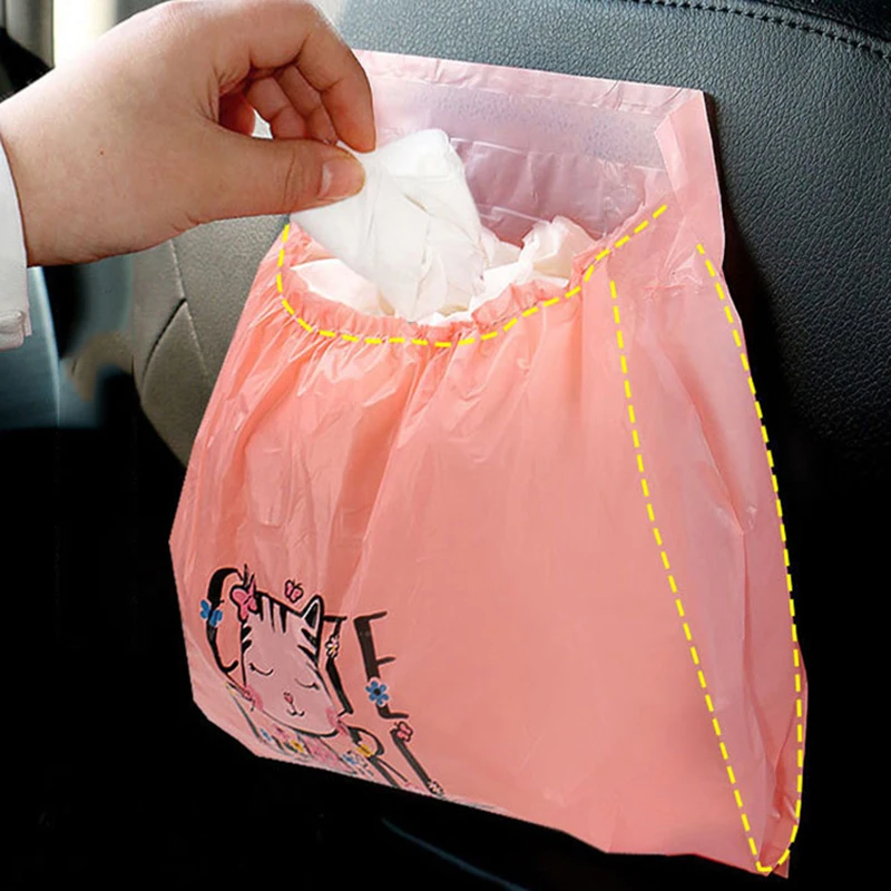 Car Trash Bag Cartoon Sticky Car Trash Can Cleaning Bag Can Be Stored Hanging Type Disposable Environmental Protection Practical