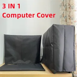3 in 1 Oxford Desktop Computer Dust Cover Suit Waterproof 19-29 Inch Keyboard Host LCD Screen Protective Cover Household Durable