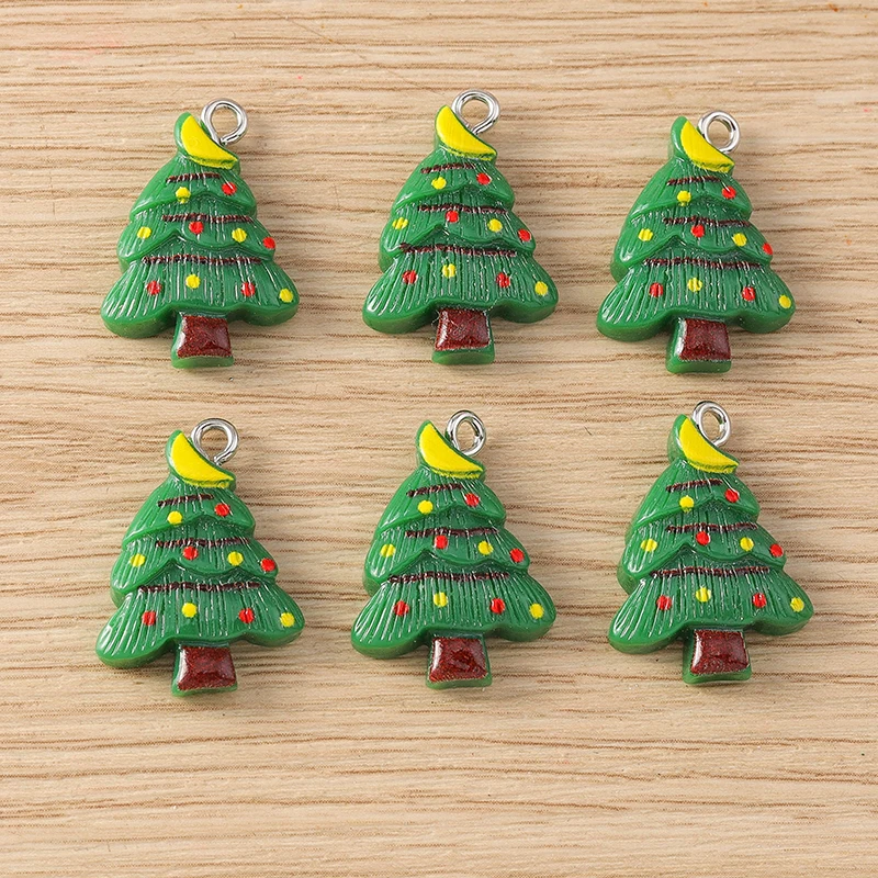 10 Stück Niedliche Weihnachtsanhänger aus Kunstharz: Weihnachtsmann, Baum, Hirsch für die Herstellung von Ohrringen, Halsketten, DIY-Bastelarbeiten und Schmuckzubehör – Detail 10