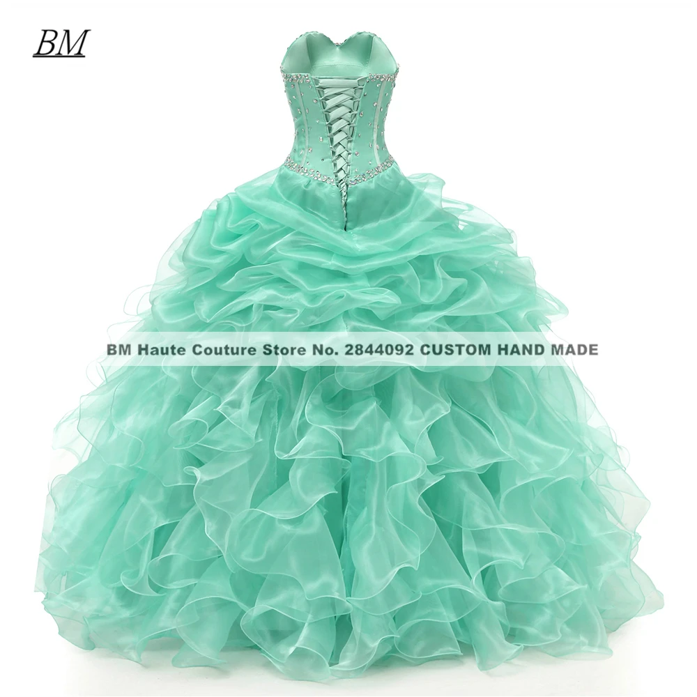 Abito da ballo lungo in pizzo abiti Quinceanera 2022 Appliques Prom Princess perline abiti da cerimonia formale abiti da 15 anni