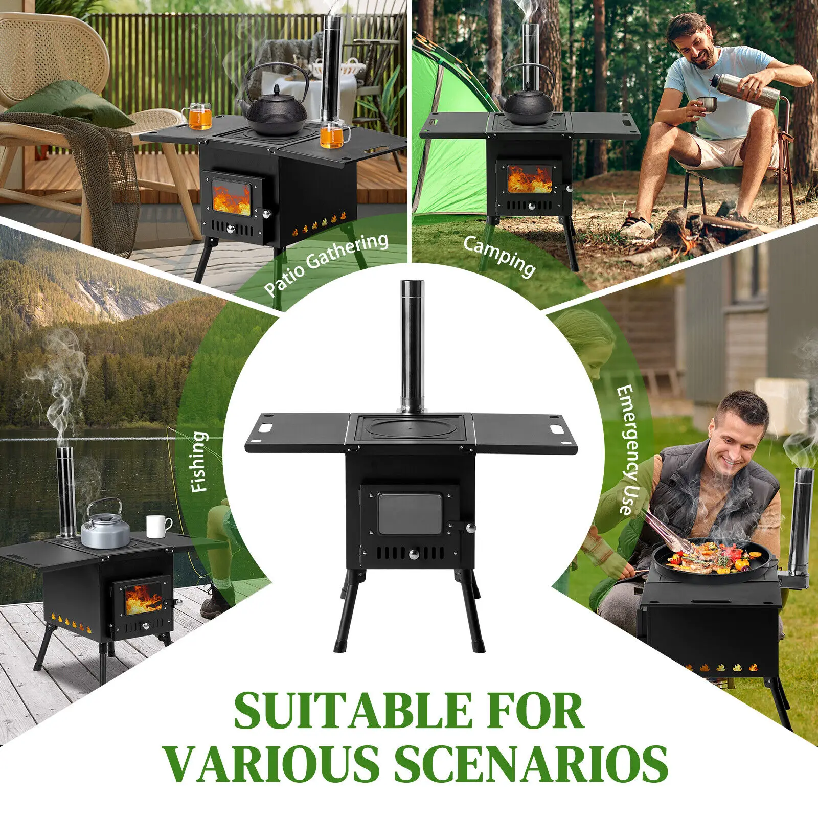 US Large Wood Burning Stove Tent Stove for Heating Folding Portable Wood Stove bbq grill outdoor gas grill