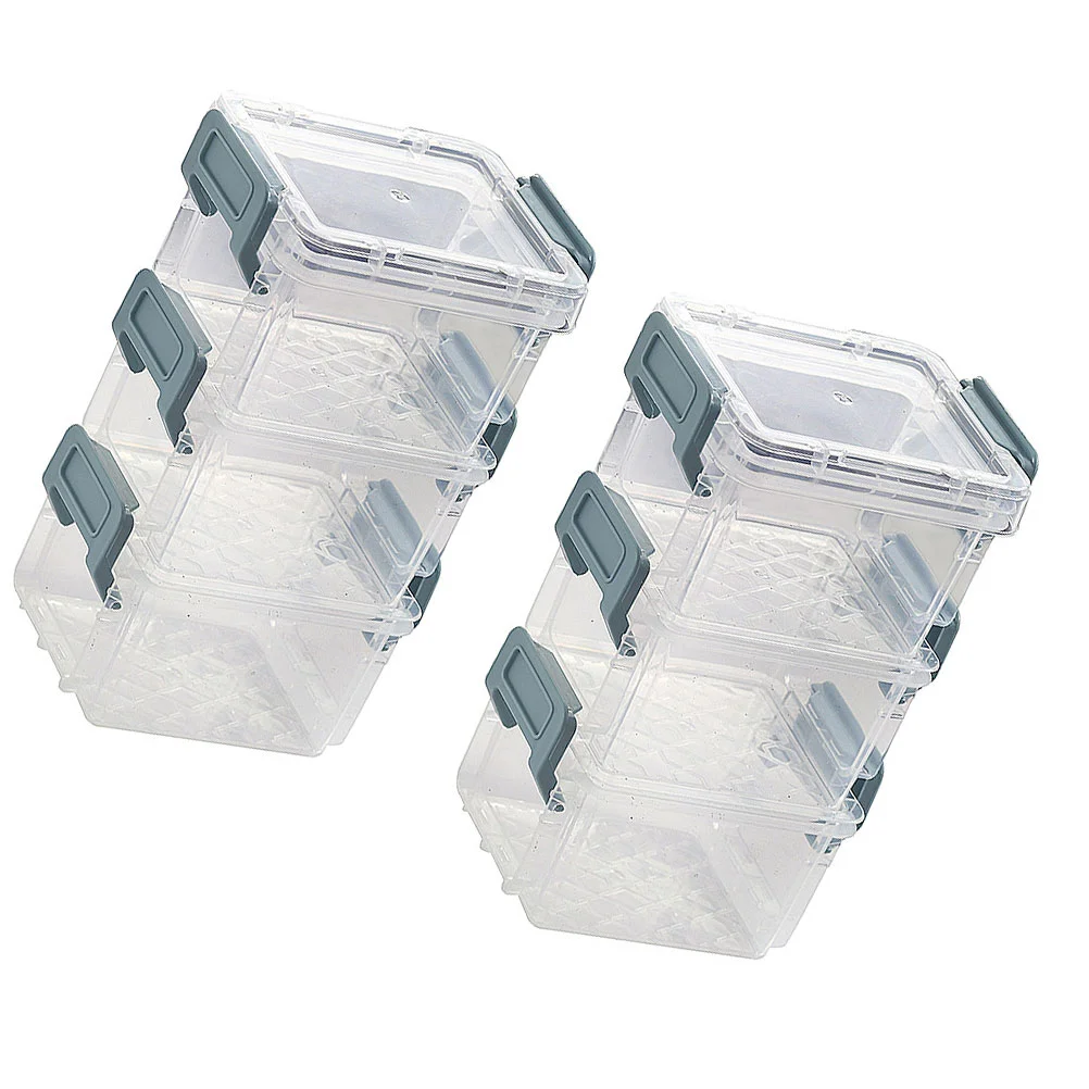 6 Pcs Transparent Storage Box Desktop Case Organizer Plastic Jewelry Container Makeup Sundries Bins