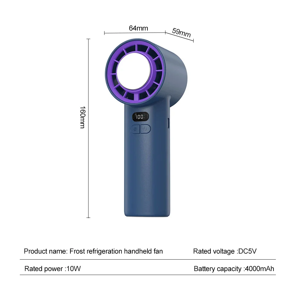 مراوح شخصية محمولة باليد فائقة الهدوء لتقنية التبريد الجديدة 4000 مللي أمبير في الساعة USB قابلة لإعادة الشحن عالية السرعة مروحة محمولة 100 سرعة للرياح
