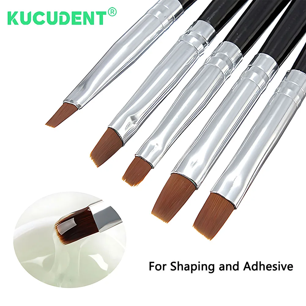 

5 шт., стоматологическая щетка из смолы, фарфоровая ручка с нейлоновой щетиной для формирования силиконового клея, композитного фарфорового восстановления зубов