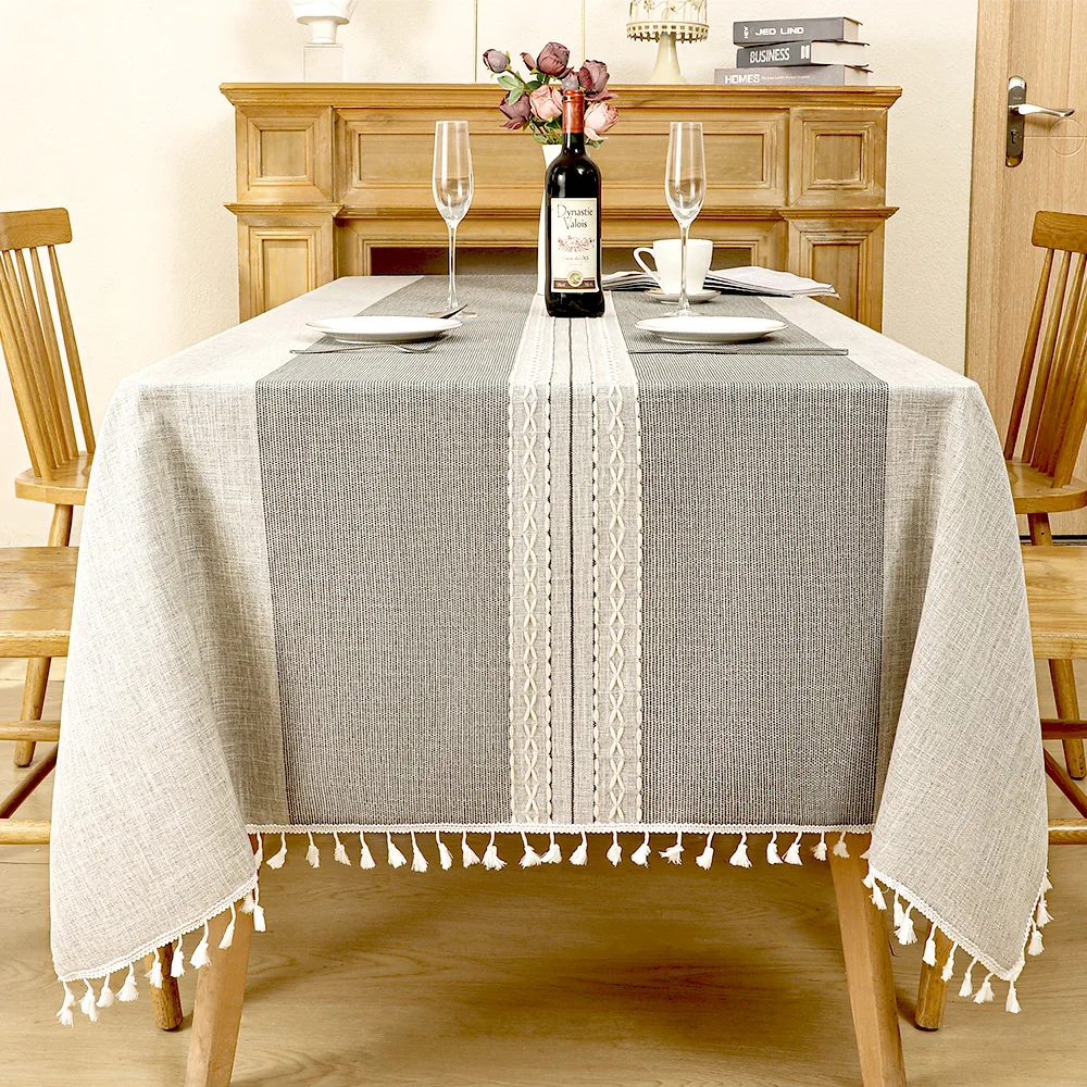 Table Cloth,Tablecloths for 6 Foot Rectangle Tables,Tablecloth with Tassel Rectangle/Oblong,Waterproof Washable, 55\