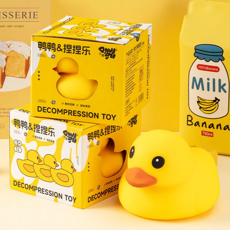 Jumbo Yellow Duck Squeeze Toy Slow Rising Squishy Stress Relief Fidget Toy For Kids Adults Office Desktop Decor Birthday Gift