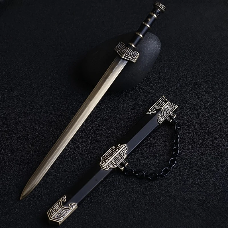 6.69in Anime Peripheral Qin Shi Huang Sword With Scabbard Keychain Pendant Ancient Metal Sword Model Series Collectible Toy Gift