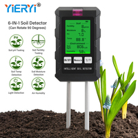 6 IN 1 Soil Meter Digital Ph Tester Hygrometer Fertility/Light/Moisture/Air Humidity Tester Thermometer for Garden