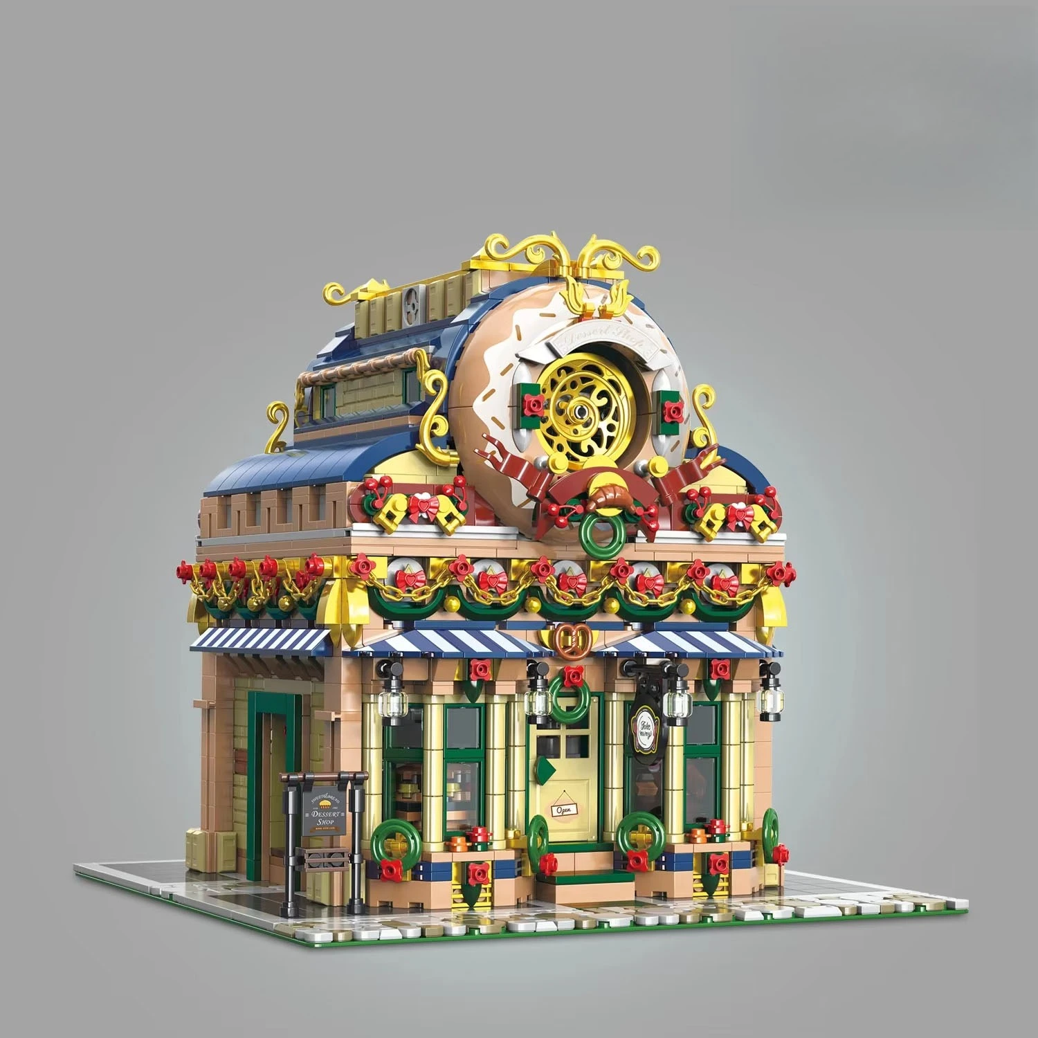 MOC – ensemble de blocs de construction de maison d'atelier de desserts médiéval, magasin de fleurs français, jouet d'architecture pour enfants, cadeau d'anniversaire