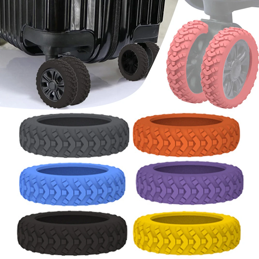 8pcs Universal Suitcase Wheels Cover Wear Resistant Trolleys Case Caster Cover Luggage Box Silicone Protective Sleeve For Caster