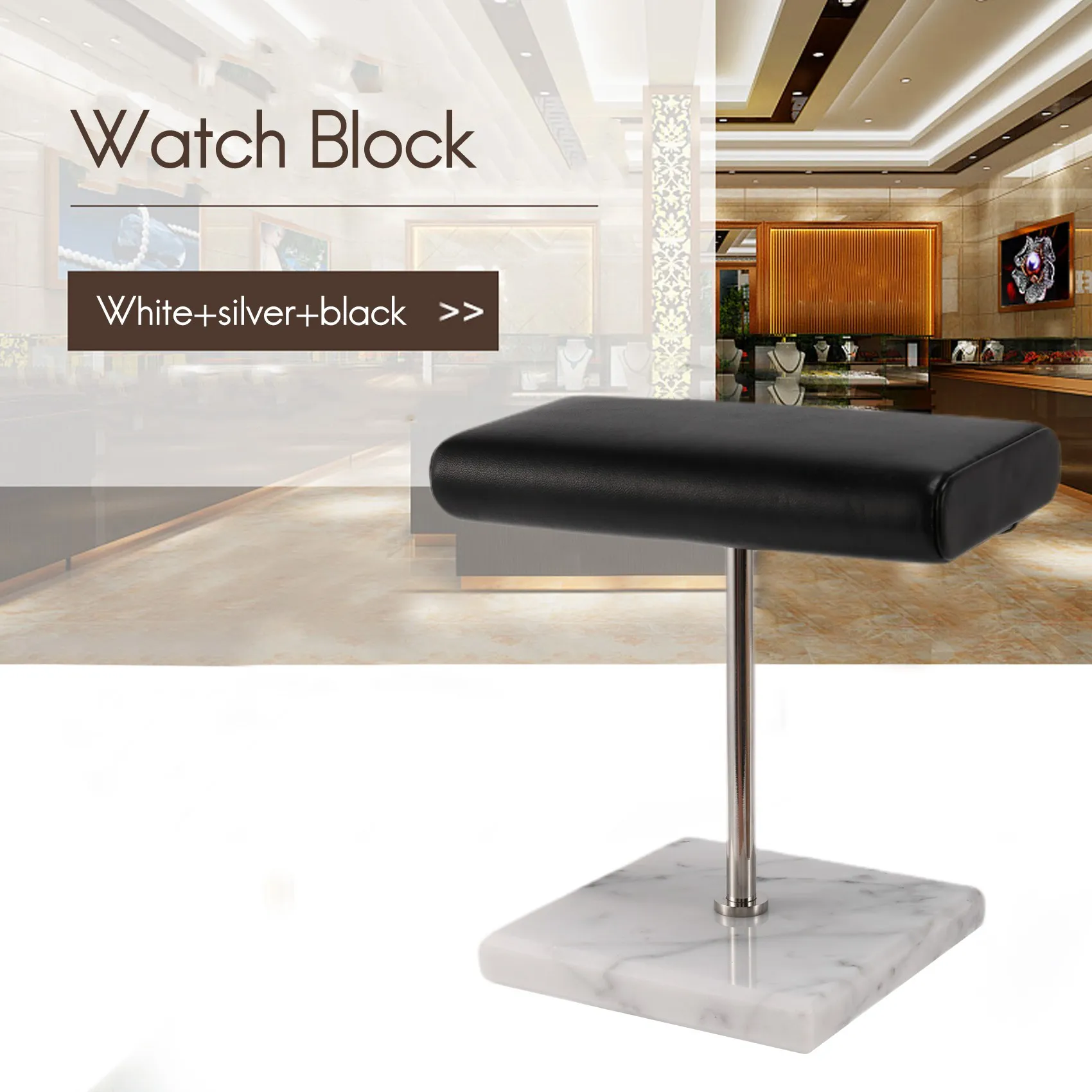 ABQR قاعدة من الرخام الأبيض حامل ساعة فضي Metalrod حزام عرض الدعائم سوار عرض موقف مجوهرات إطالة وضع الوقوف