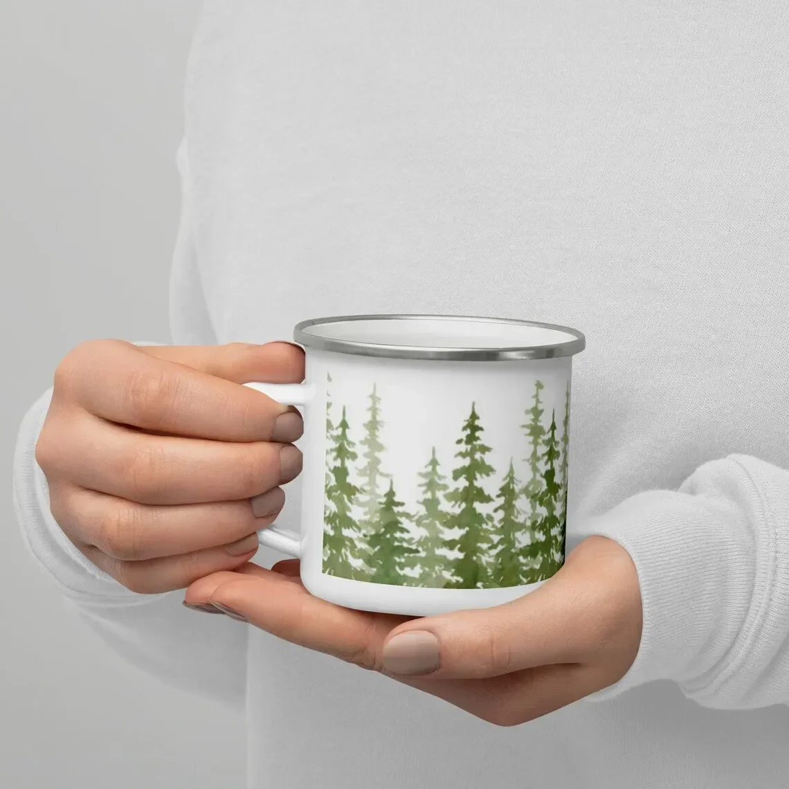 WOODLAND Jungle smalto MUG 11oz camping travel mug botanical mug homeware gifts friends birthday gift mug