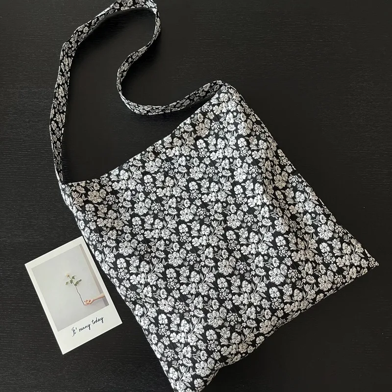 BYMONDY Retro Jacquard Shoulder Bag for Women Cotton Fabric Floral Handbags Crossbody Large Capacity Shopper Tote Bags Female