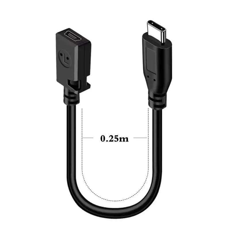 0.25m Mini 5Pin Female to Type-C Male Charging Data Cable Short Wire V3 Conversion Head T-Shaped Port to Type-C Conversion Cable