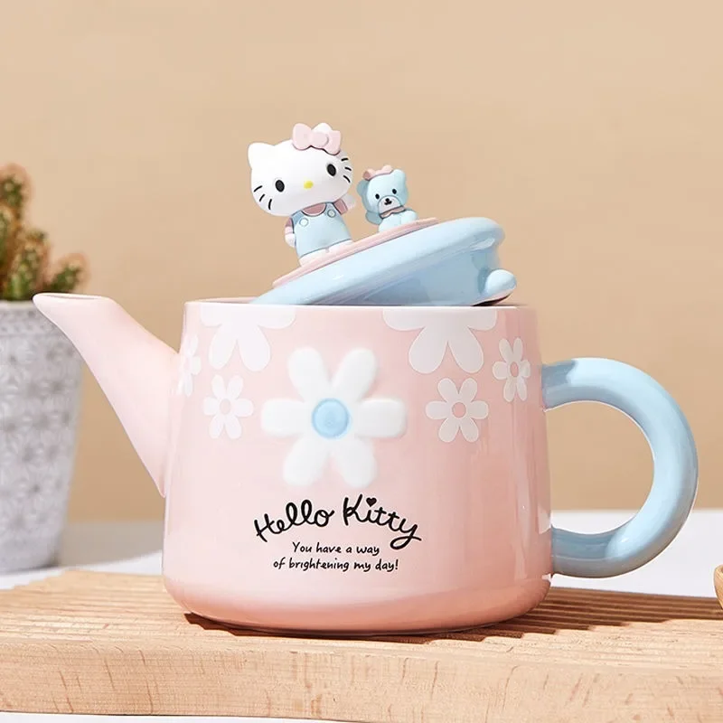 Sanrio Cartoon Animation Peripheral Hello Kitty Sakura Pink Teapot Jesienno-zimowy prezent na ukończenie szkoły dla przyjaciół i szkoły