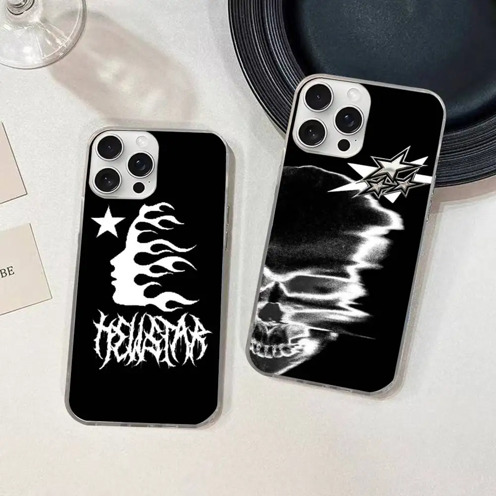 H-HellstarS Fashion Logo Phone Case For IPhone 17 Pro Max 16 15 14 13 12 11 Water Ripple Silver Protective Cover view 3