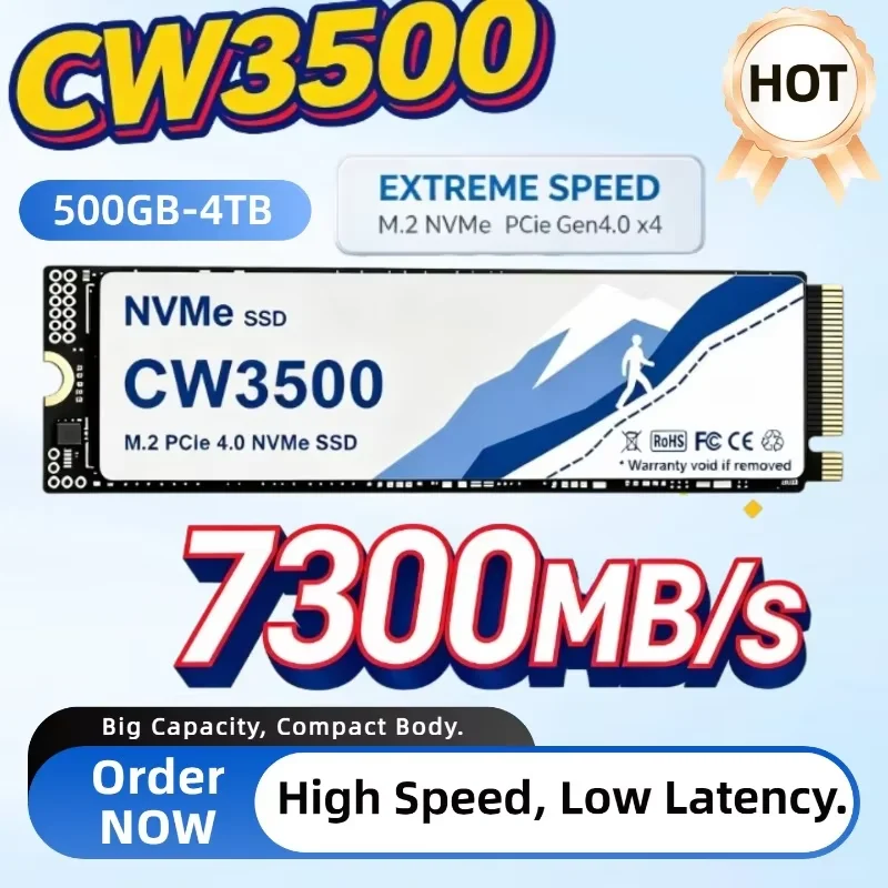CW3500 M.2 SSD Hard Disk 1TB 2TB 7300MB/s NVMe M2 SSD 500GB PCIe 4.0 Internal Solid State Drive, For PC Desktop Laptop.