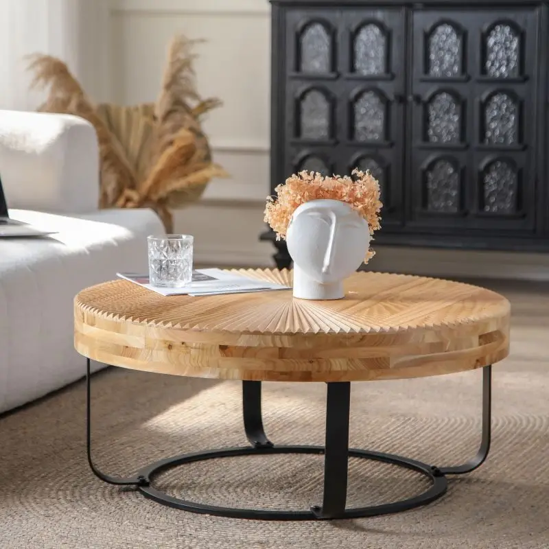 

Nordic Casual Coffee Table In Circular Shape, Popular Model Featuring Modern And Creative Wooden Design.