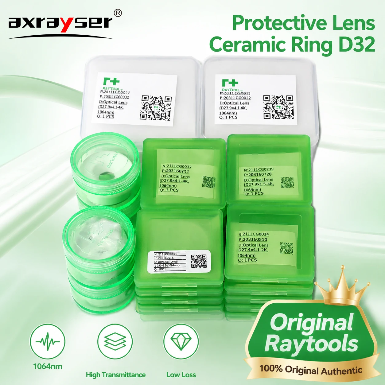 

Original Raytools Protective Windows Ceramic Ring D32 27.9x4.1 1064nm 211LCG0037 for Fiber Laser Head BT240S BM109 BM114S