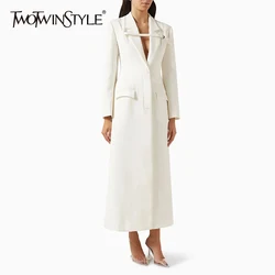 VGH Solid Patchwork Pocket Temperament Coat per le donne colletto dentellato cintura impiombata a maniche lunghe elegante Trench moda femminile nuovo