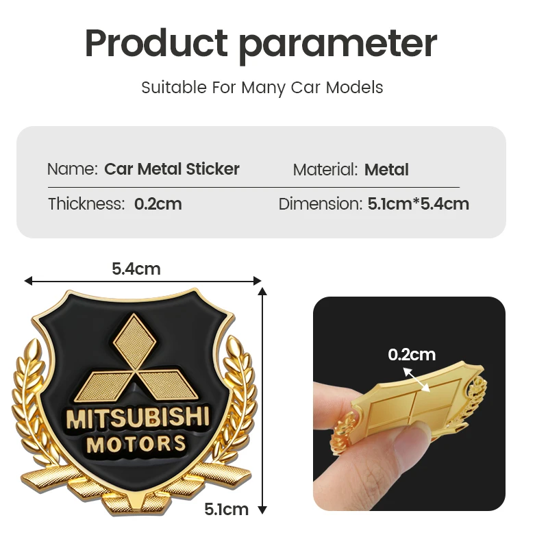 3D Metal Car Emblem Side Trunk Door Window Stickers Decoration Decals For Mitsubishi Asx Lancer Pajero Outlander Delica Eclipse