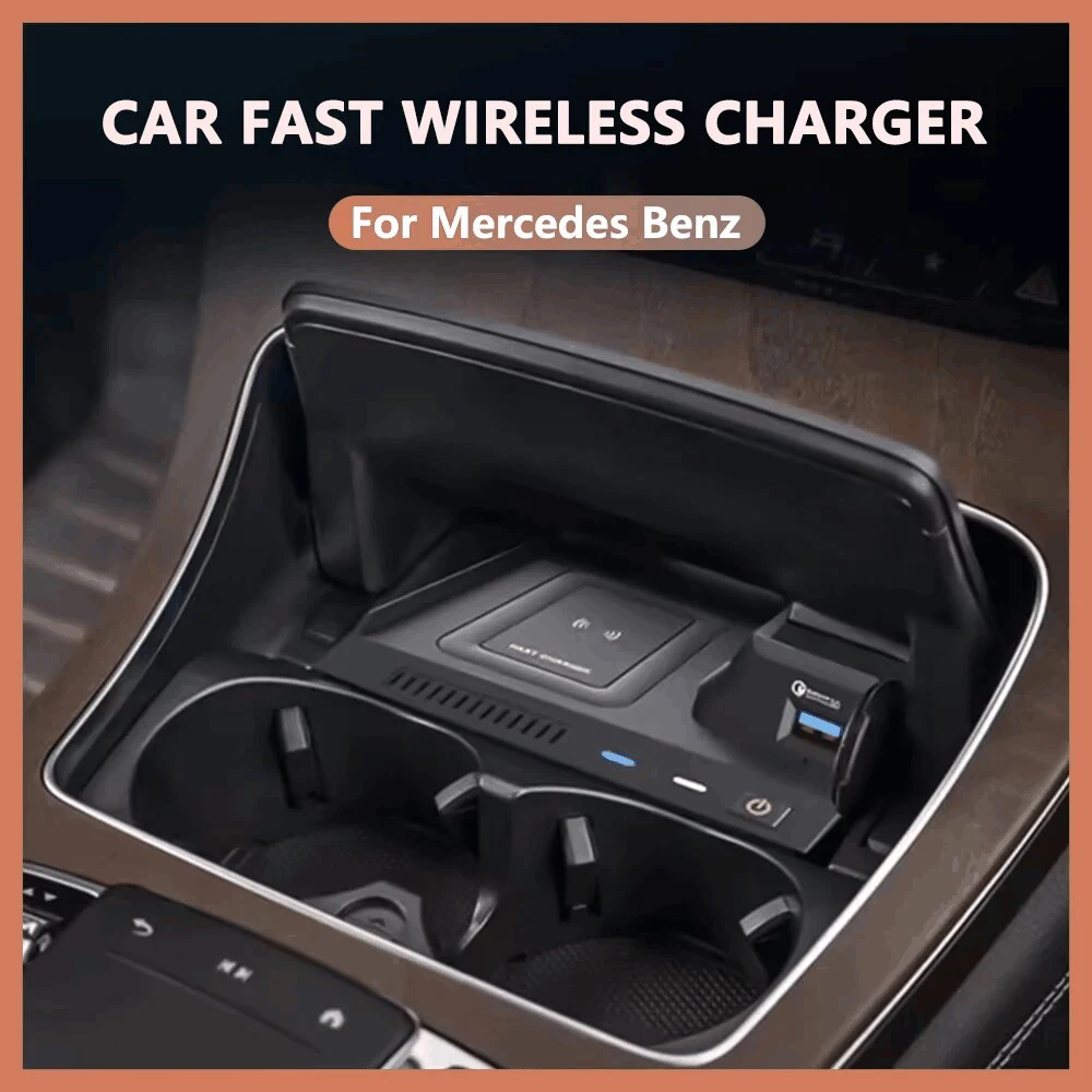 15W wireless charging Pad For Mercedes Benz C Class W205 AMG C43 C64 GLC43 GLC63 X253 Car Phone Charge Mobile Holder Accessories