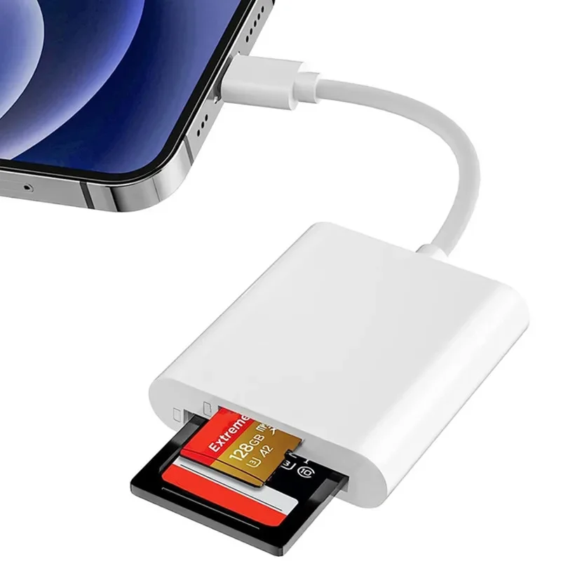 2 in 1 USB Type C & Lighting To SD TF Card Reader Adapter for IPhone 15 14 13 12 11 IPad Otg Micro SD Memory Card Port Connector