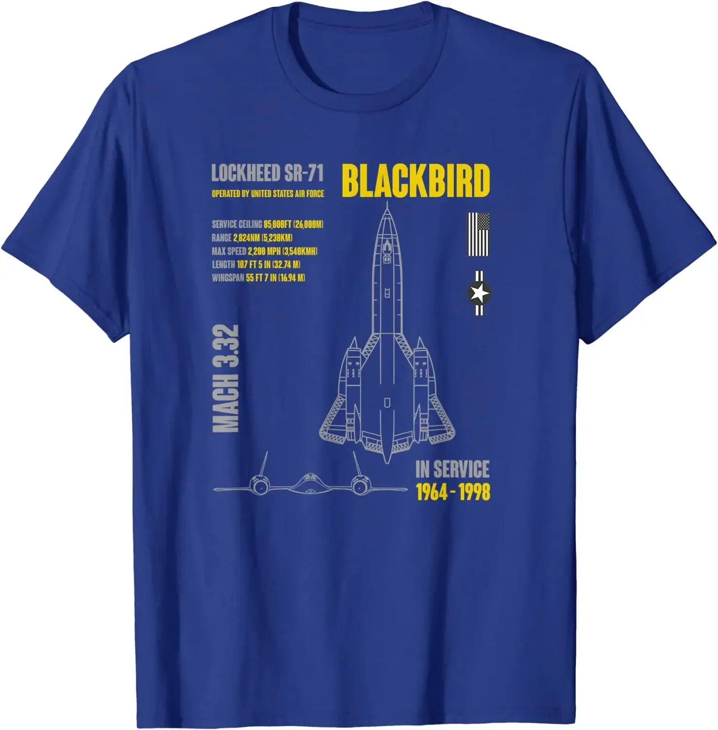 USAF SR71 Blackbird Reconnaissance Aircraft Infographic T-Shirt 100% Cotton O-Neck Short Sleeve Casual Mens T-shirt Size S-3XL