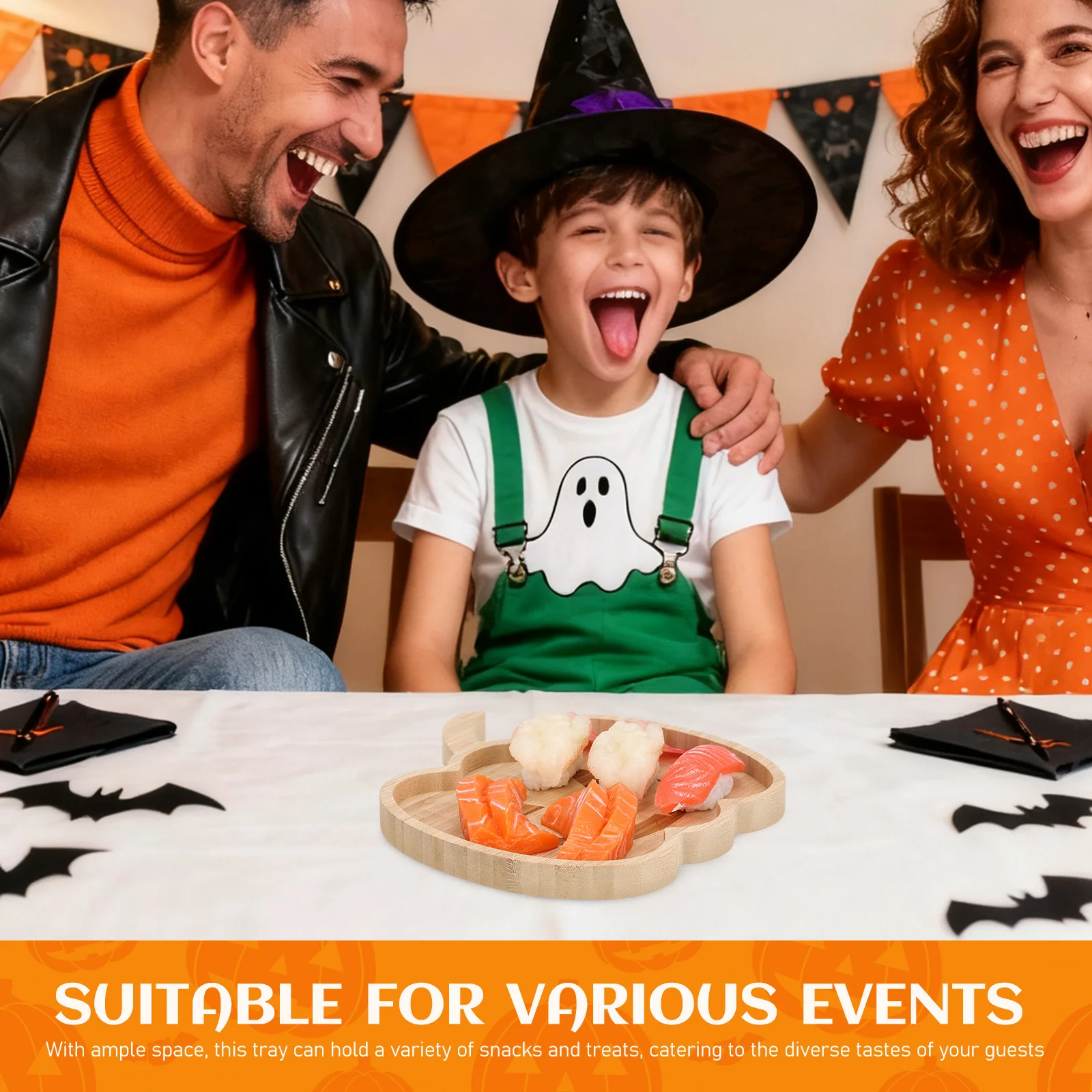 

Wooden Halloween Pumpkin Serving Tray Pumpkin Shaped Serving Plate Snack Candy Fruit Platter for Halloween Fruit Plate