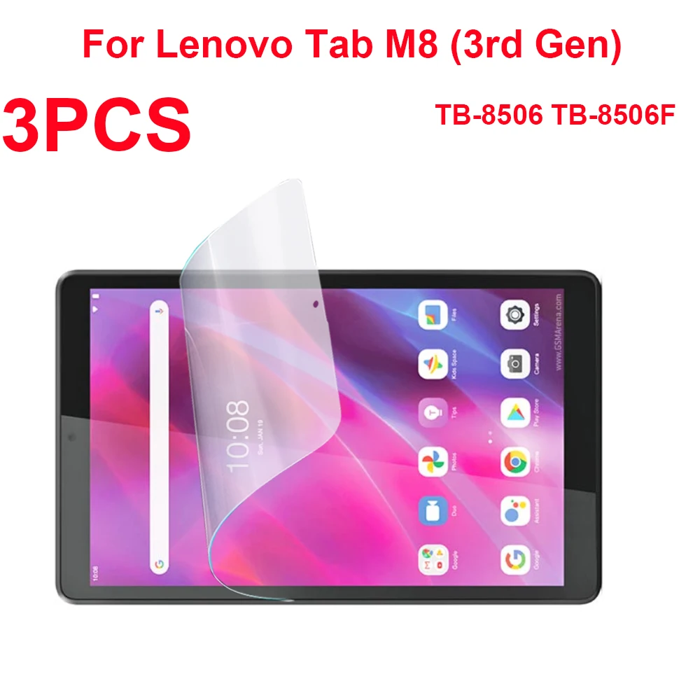 3Pcs Soft PET Film Screen Protector For Lenovo Tab M8 3rd Gen 8.0 inch TB-8506 TB-8506F Tablet Anti Scratch Protective Film