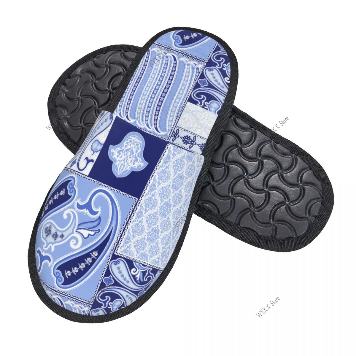Indoor Patchwork Pattern Paisley Home Slippers Winter Warm Plush Slippers Fashion Home Soft Fluffy Slippers