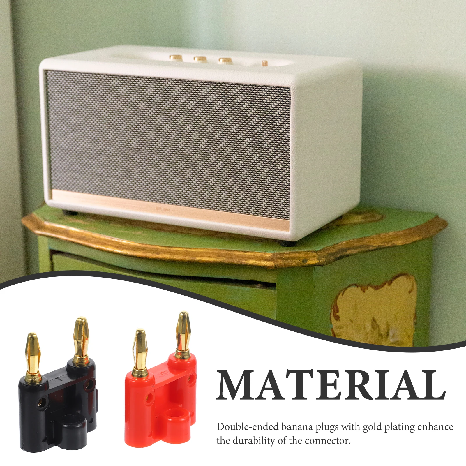 

10pcs Double Banana Plug Connector 4mm Gold Plated Speaker Wire Parts Sound System Audio Video Receiver Amplifier Compatibility